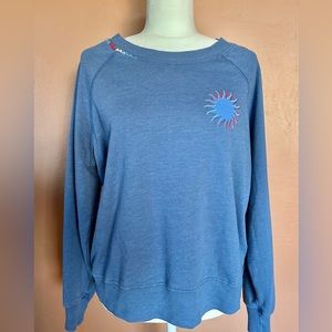 Wildfox. Heather blue with multicolored stitching detailing. S relaxed fit.